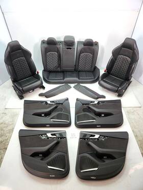 8w8867134 Audi 18-23 Oem S5 Front Rear Left Right Door Panel Seat Leather Black Set