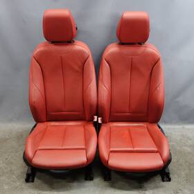 52107295126 Bmw 2012-2016 F30 3-series Front Sport Seat Pair Set Left Right Coral Red Oem