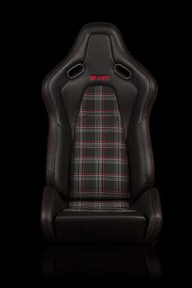 Brr9r-rprs Braum Racing Falcon-s Composite Frp Reclining Seats - Red Plaid With Stitching Pair