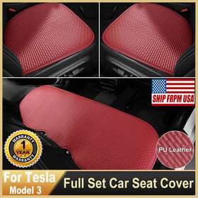 Car-masterstore 2023 Upgraded Red Leather Seat Covers For Tesla Model 3 Pu Automotive Cover Full Set Cushion