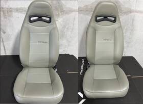 70090 Corbeau Blemished Moab Grey Vinyl Reclining Back Racing Seats - Pair