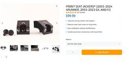 001-tt-fsj-b Desert Does It Front Seat Jackers 2003-24 4runner 2003-23 Gx Fj Cruiser Toyota