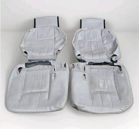 6w7z-54632a22-b Ford Oem Crown Victoria Leather Lx Split Bench Stone Seat Covers Grand Marquis