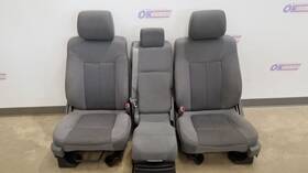 202-03441al Ford Truck 13 F150 Front Seat Set With Center Console Jumpseat Gray Cloth
