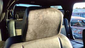 7l1z78611a08bc Ford Trucks 07-08 Expedition Passenger Right Front Head Rest Leather Seat 1w Black/camel