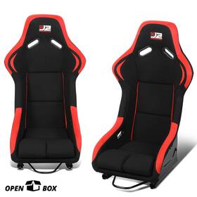 Ko71286s J2 Engineering Open Box Fixed Position Bucket Racing Seat With Sliders Brackets Black/red