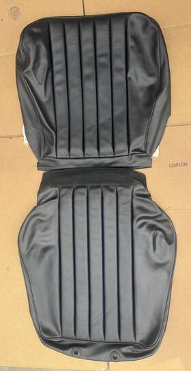 368509 Mercedes-benz Genuine 190e 190d W201 Front Seat Cover Set Black Vinyl Oem Mint
