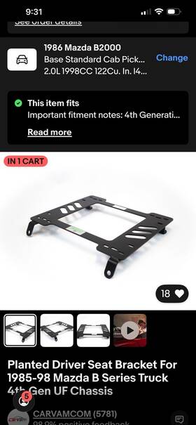 Sb335dr Planted Technology Driver Seat Bracket For 1985-98 Mazda B Series Truck 4th Gen Uf Chassis