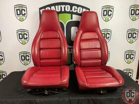 127097 Porsche 1983-1991 928 Red Leather Seat Set Front And Rear