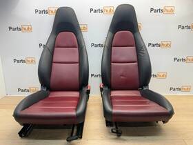 991.521.141.11 Porsche 2018 718 Cayman S Oem Left Right 2 Tone Black And Red Leather Front Seats