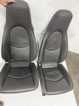 99752114101 Porsche 997 911 Front Left Right Powered Grey Leather Seat Set 2005 - 2012 Oem