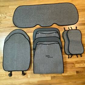 Sojoy Sj0007-3-59 Universal Car Seat Covers Full Set Of Gel Cushions 4 Season Black And White