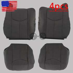 0306gm522shldrbt Topgearsltd For 2003-2007 Chevy Silverado 1500 2500 Driver And Passenger Cloth Seat Cover Gray