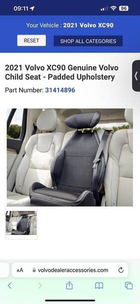 31435515 Volvo 2016-2023 Xc90 Oem Padded Upholstery For Integrated Booster Seat