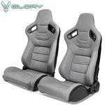 Universal Racing Seats Pair Reclinable Dual Sliders Grey Pu&carbon Leather Back. Fixed Price $309.99.