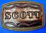 Custom Name Scott Alumaline 4108 Faux Leather & Brass Vintage Belt Buckle. Fixed Price $11.54.