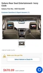 Subaru (rear Seat Entertainment) Kit. Fixed Price $450.00.