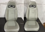 Blemished Corbeau Moab Grey Vinyl Reclining Back Racing Seats - Pair. Fixed Price $629.00.