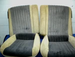 1982-92 Camaro Firebird Grey Tan Velour Cloth/ Rug Rear Split Back Seats Set Gm. Fixed Price $199.95.
