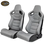 Universal Reclinable Racing Seats Dual Sliders Grey Pu & Carbon Leather Back. Fixed Price $309.99.