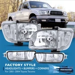 For 01-04 Toyota Tacoma Chrome Housing Headlights + Clear Corner Bumper Lamps. Fixed Price $89.99.