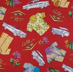 Vtg Concord Fabrics Chevy Bel Air Classic Car Hawaiian Print Red 1.5 Yds. Fixed Price $18.95.