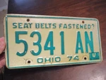 1974 Ohio 5341 An May Seat Belts Fastened ? License Plate Ford Dodge Chevy. Fixed Price $12.75.