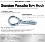 Genuine Porsche Tow Hook 911 993 986 Carrera Boxster Oem 99672115100 New. Fixed Price $87.50.