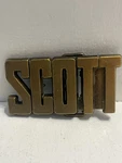 - Belt Buckle Vintage 1980 Brass Colored Scott Name Free Shipping. Fixed Price $19.00.