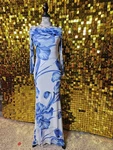 Premier Amour Maxi Size 8 Stretch Large Light Blue Lace Tule Long Sleeve. Fixed Price $20.00.