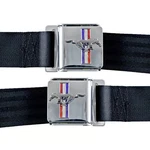 Scott Drake Sb-bk-h Seat Belt Set With Mustang Emblem Black Pair. Fixed Price $124.95.