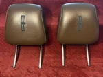 09-12 Lincoln Mks Oem Brown Leather Headrest Set W/black Stitched Emblem Front. Fixed Price $99.95.