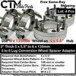 4X 2" 5X5.5" 6X135MM Conversion Wheel Spacer Adapter Fit Old Ford Ram Jeep. Fixed Price $165.96.