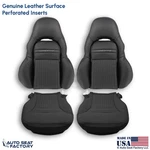 1997-2004 For Chevy Corvette Genuine Leather Perf Front Side Seat Covers Ebony. Fixed Price $623.31.
