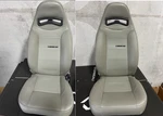 Blemished Corbeau Moab Grey Vinyl Reclining Back Racing Seats - Pair. Fixed Price $629.00.