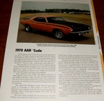 1970 Plymouth Aar Specs Info Photo 340 Mopar Barracuda. Fixed Price $5.99.