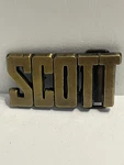 - Vintage 1980 Brass Colored Belt Buckle Scott Name. Fixed Price $13.00.