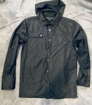 B:scott Light Jacket Button Front Black Hooded Overshirt Long Sleeve Med. Fixed Price $44.00.