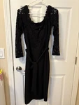 Premier Amour Lace Long Sleeve Dress With Belt And Slit Jcpenney Sz 12 Black Nwt. Fixed Price $32.99.