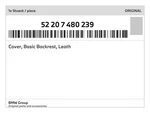 Genuine Bmw Cover, Basic Backrest, Leath 52-20-7-480-239 New. Fixed Price $752.68.