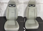 Blemished Corbeau Moab Grey Vinyl Reclining Back Racing Seats - Pair. Fixed Price $629.00.